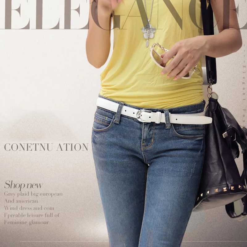 Womens Trouser with PU Leather Trend White Strap Fashion High Quality Trouser with Solid Retro Pin Buckle Womens Strap DT067 W250326