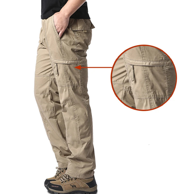 High quality mens cotton cargo pants casual multi pocket tactical spring and autumn outdoor camping hiking work 250326