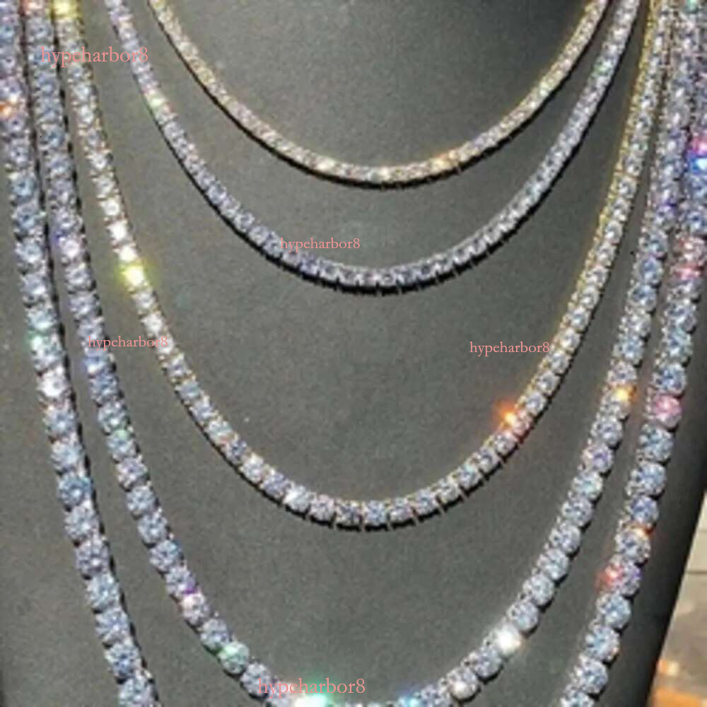 moissanite chain Hip Hop Sier Gold plated 2mm 3mm 4mm 5mm 6.5mm VVS Moissanites Dia Necklace Moissanite Tennis Chain For Men Women