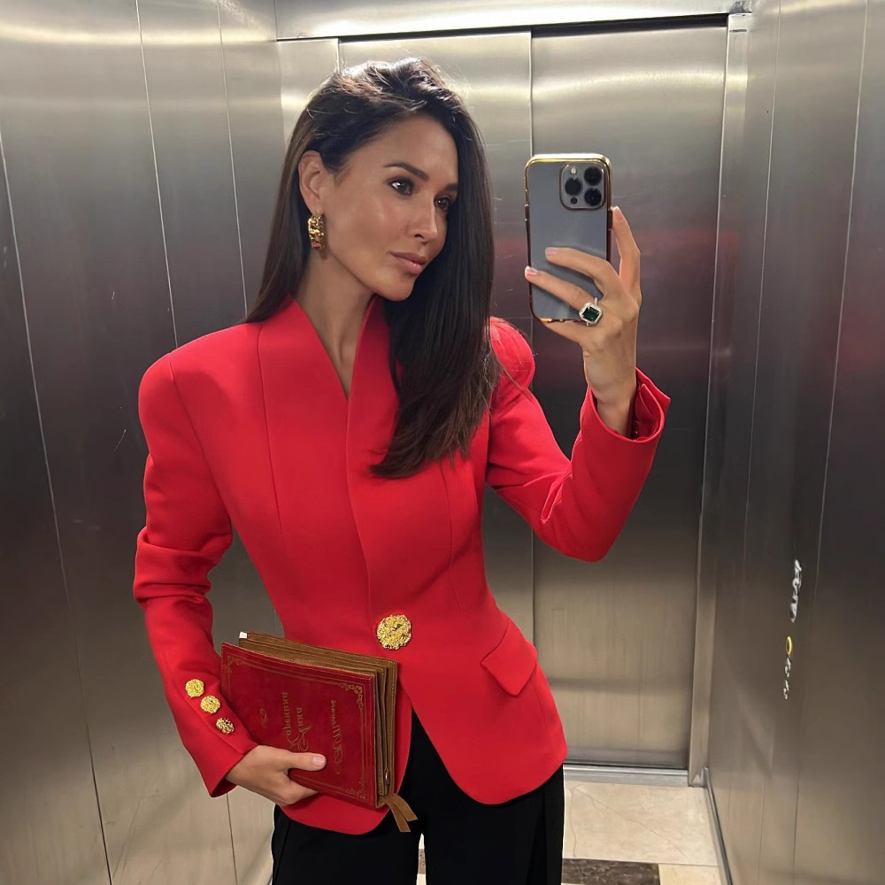 Star style high-end slim fit small suit jacket with metal headband A123 casual design