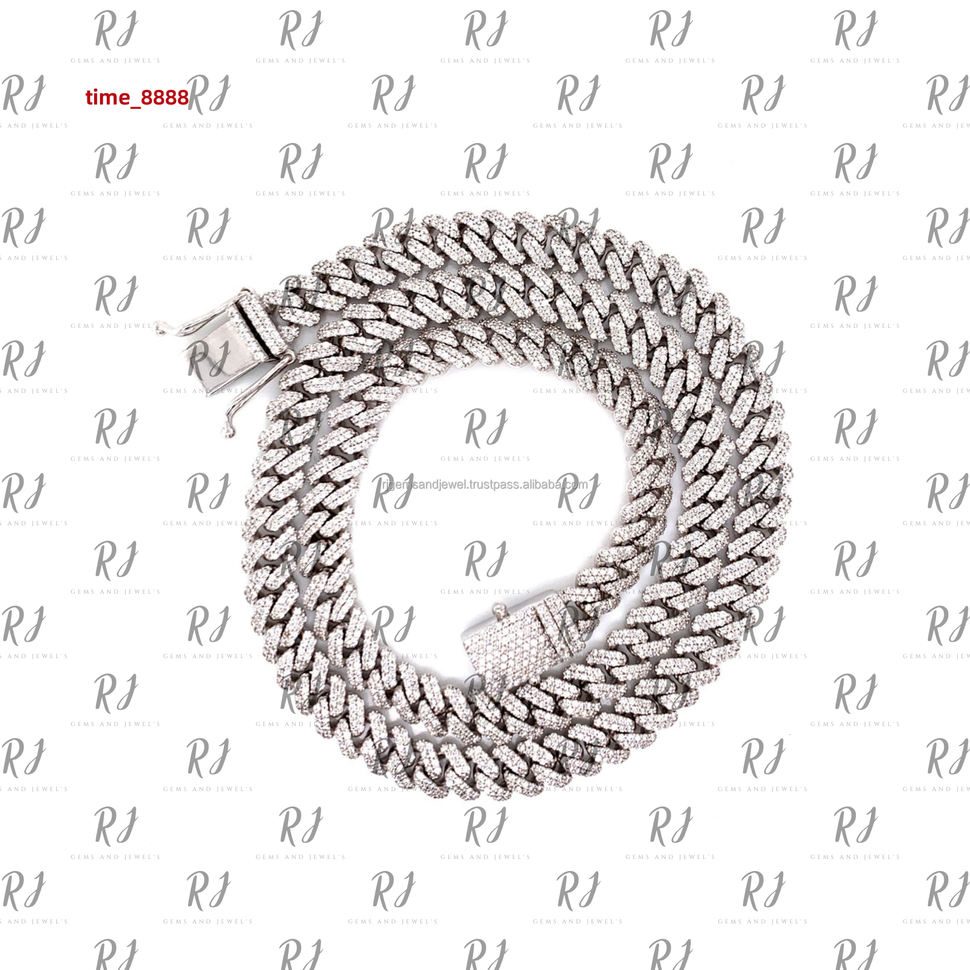 Iced Out Moissanite Cuban Link Chain 15mm Silver Cuban Necklace for Mens at Wholesale Price