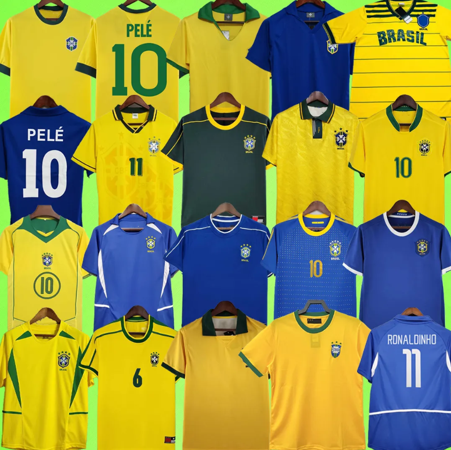 Brazils retro soccer jerseys PELE 1957 1970 1978 1984 1985 1988 1992 1994 1998 2000 2002 2004 2006 2010 2012 Brasil RONALDINHO football shirt 70 85 88 92 94 98 00 02 04 10 GK
