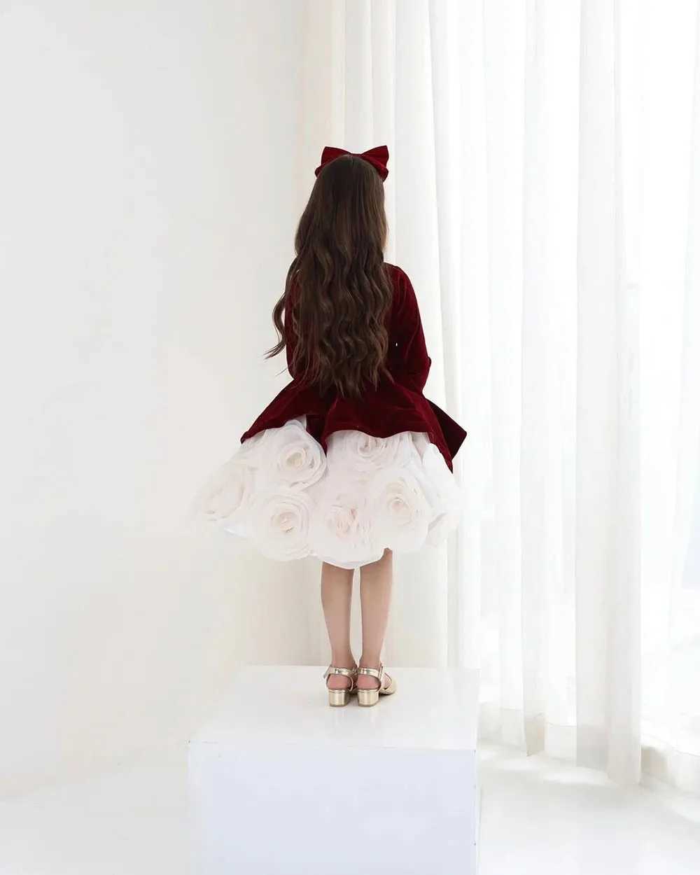 Bury Flower Girl Wedding Dress for Wedding Flowers Knee Length Girl Childrens Birthday Ball Dress First Communion Dress Customization W250326