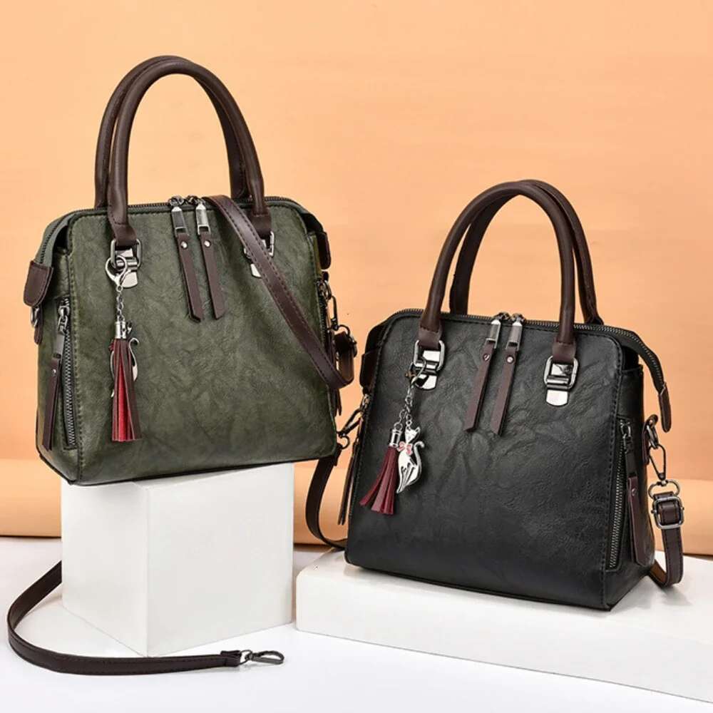 Vintage PU Leather Ladies HandBags Women Messenger TotesTassel Designer Crossbody Shoulder Bag Boston Hand Bags Hot Sale