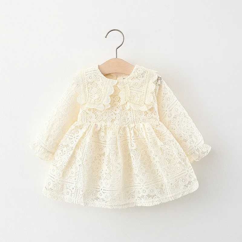Spring and Autumn Preschool Girls Clothing Korean Fashion Doll Collar Long Sleeve Lace Babys First Birthday Dress Princess Dress BC050 W250326