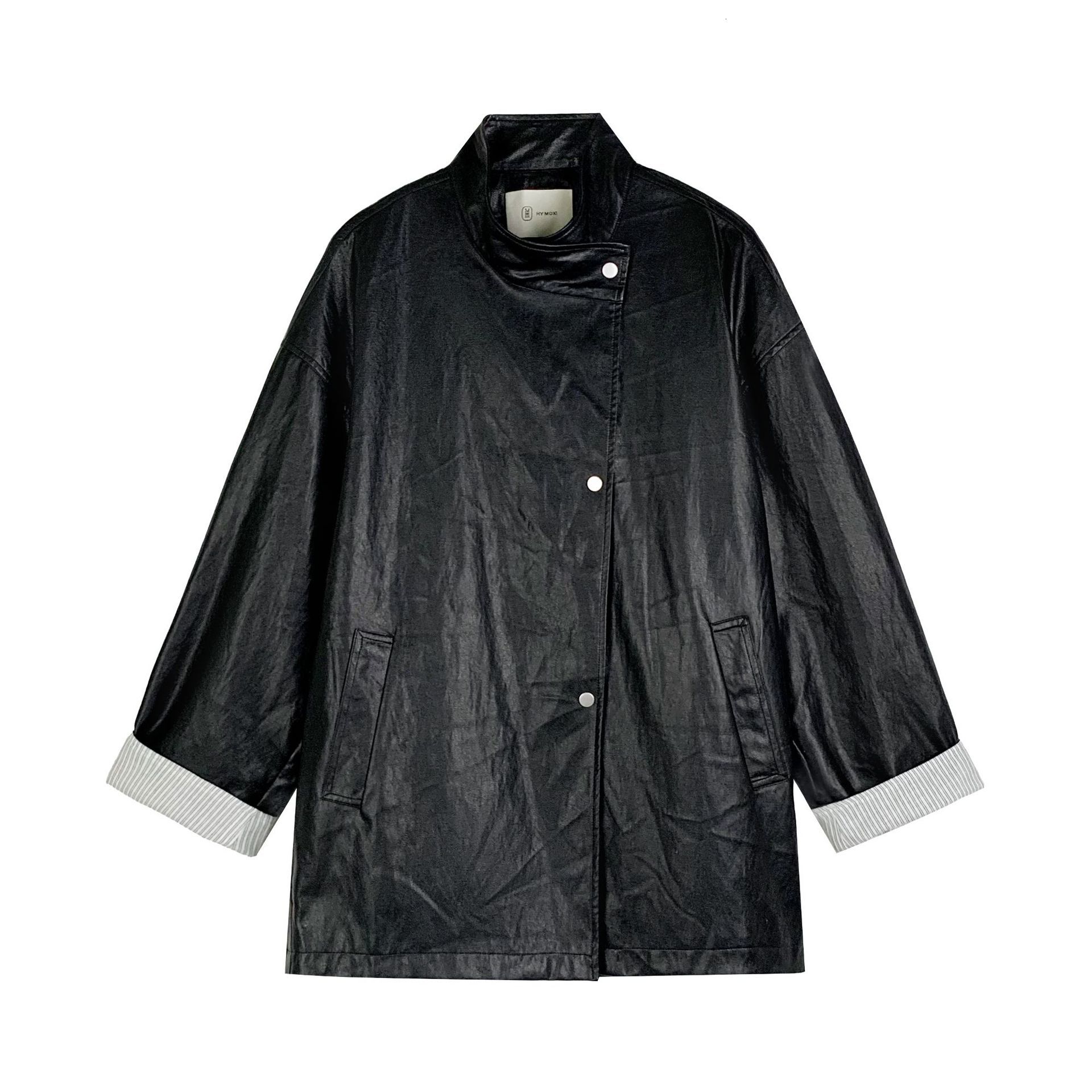 MOXI Thirteen Rows Clothing 2025 Spring New Women's High End, Medium to Long PU Leather Jacket, Jacket