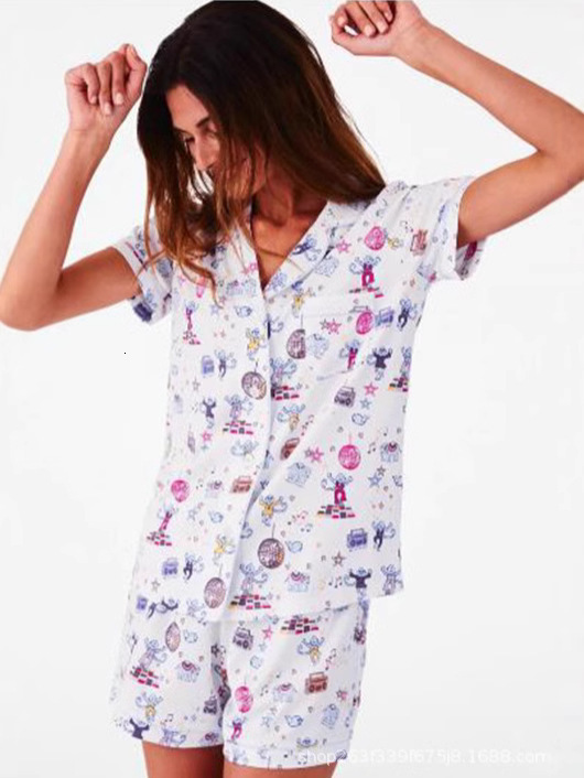 Summer printed set women's sleepwear temperament home wear