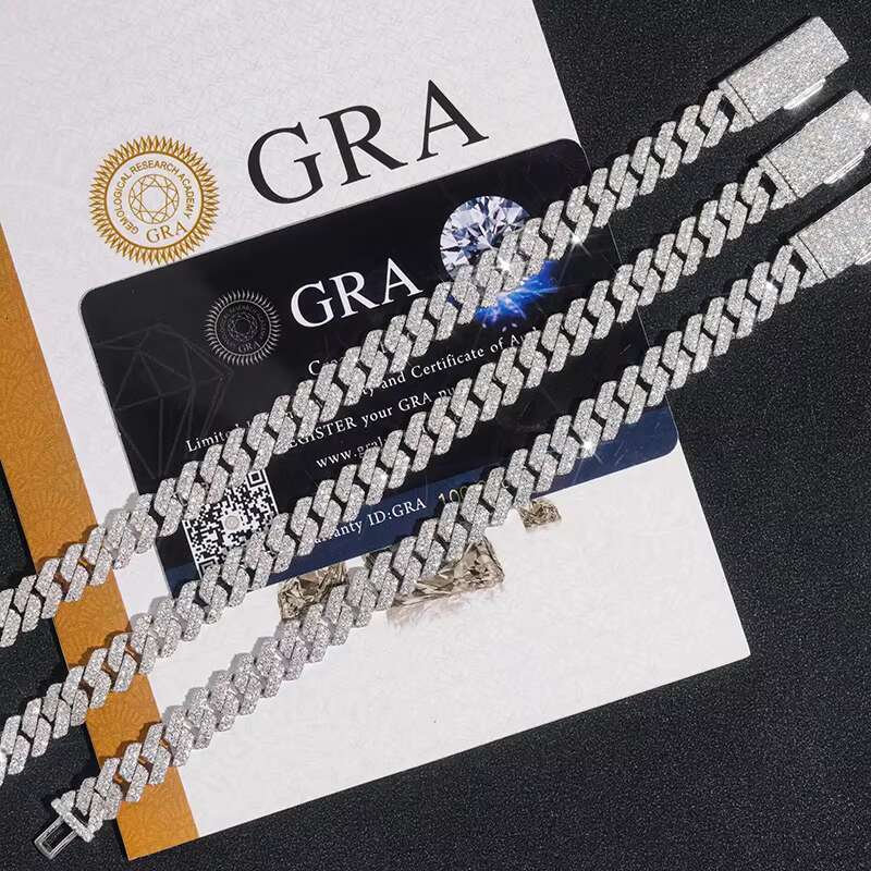 Moissanite Cuban Chain Big 20mm 925 Sterling Silver Rose Gold VVS Moissanite Diamond Hip Hop Moissanite Cuban Link Chain for Men