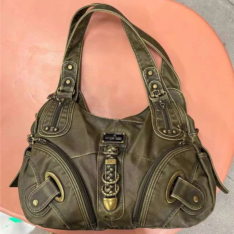 JIAERDI Vintage Brown Y2k Handbag Women Retro Subculture Leather Large Capacity Shoulder Bags Ladies Haruku Aesthetic Tote Bag