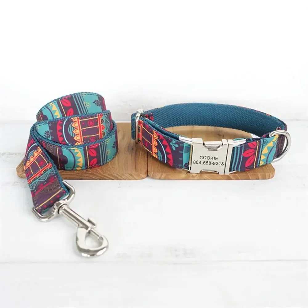 Personalized dog collar free carving matching pet leash customized contact metal buckle Maya puppy collar X250326
