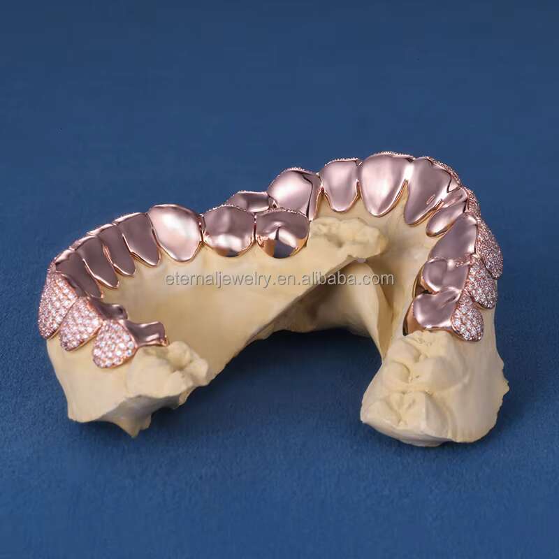 Factory Customized Mens Iced Out VVS Moissanite Natural Lab Diamond Grillz S925 Silver 10K 14K 18K Solid Rose Gold Teeth Grillz