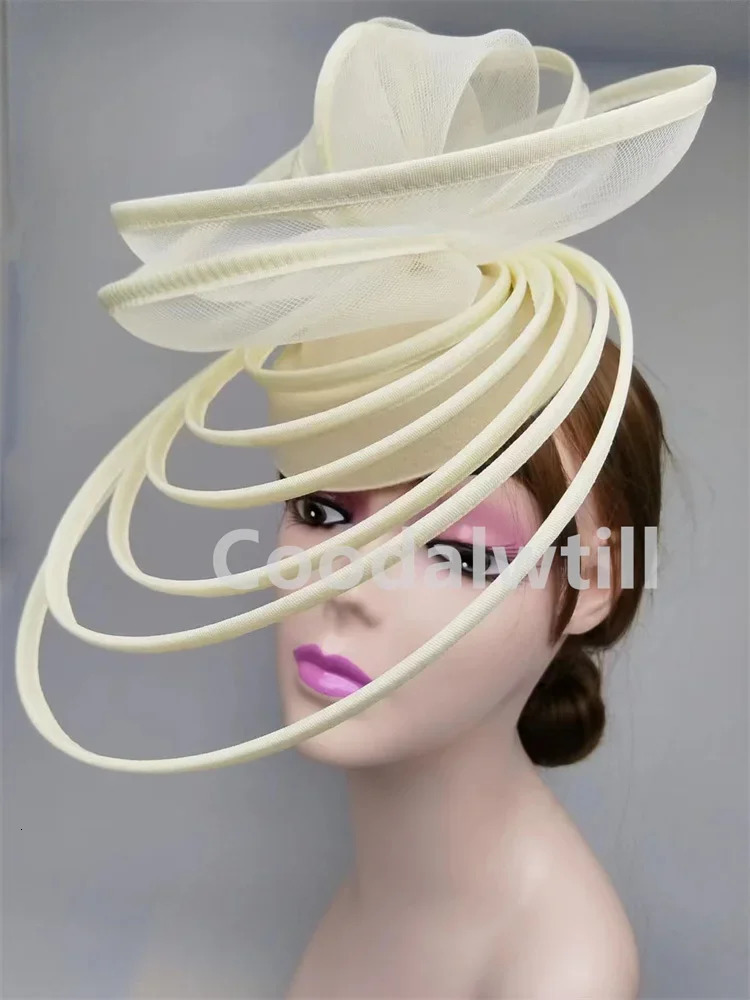 Big Fascinator Hat Royal Ascot Pillbox Caps Wedding Mesh Headpiece Women Party Banquet Chapeau Cap Headband Ladies Wedding250318
