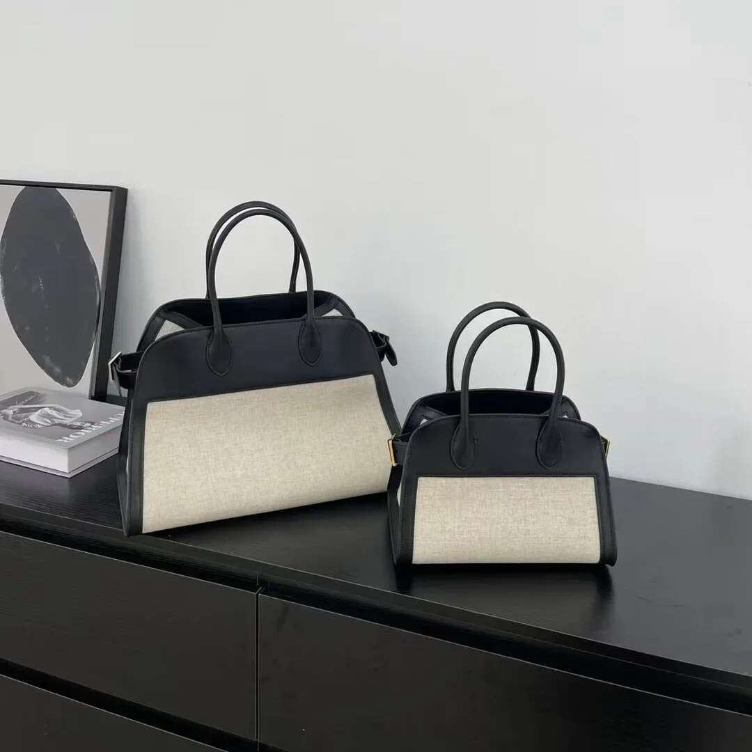 Leather Tote Bag Cowhide On Canvas Sense Odvanced Large Capacity Commuter Handbag