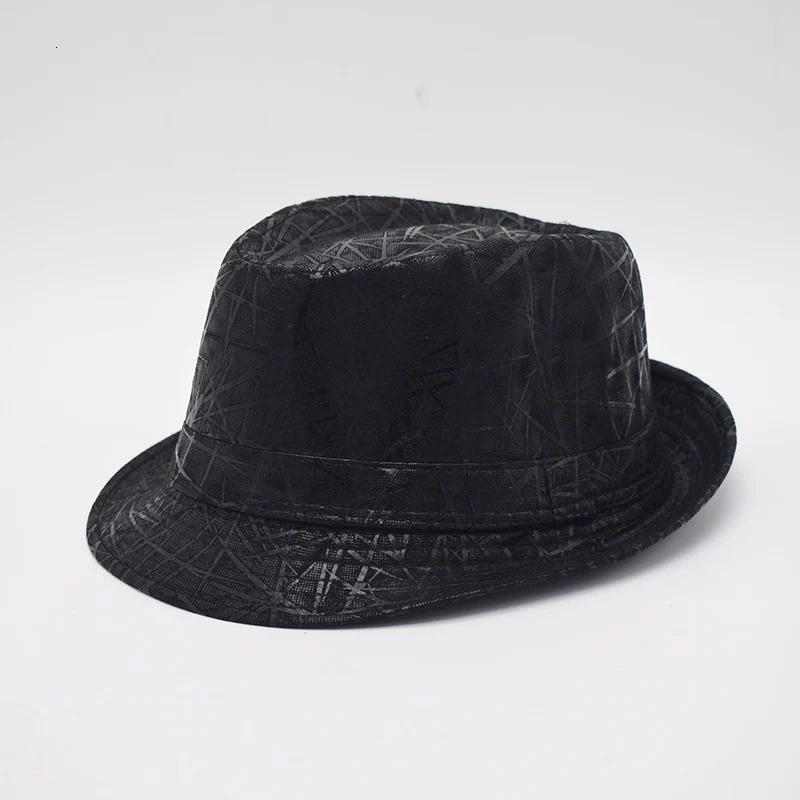 LongBaili Spring Leather Fedora Hat Trilby Jazz Hat Mens Fedora Hat 250325