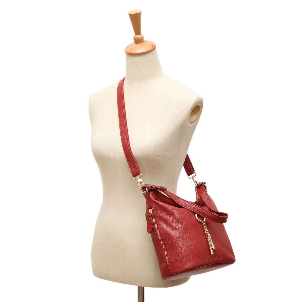 Zency Elegant Women Red Handbag 100% Genuine Leather Lady Hobo Charming Ring Medium Shoulder Bag Bright Yellow Bags