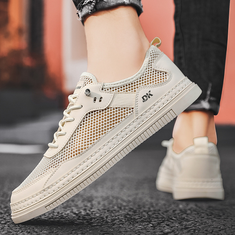 2025S New Trend Designer Men S Breathable Thin For Summer Sports Leisure Teenagers Can Wear Hollowed Out Mesh Small White Board Shoes And Trendy Shoes