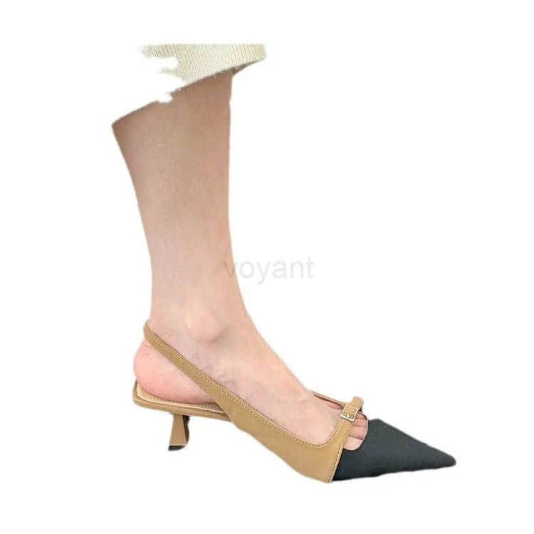 Poin High-heeled Sandals for Wen 2024 Summer New Color Half Bao After Emp Single Shoes Fairy Wind Shoes Z250326