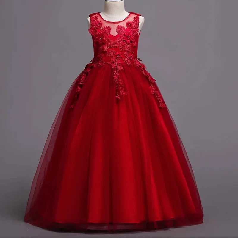 4-15 year old girls dresses lace flower ball dresses girls long dresses wedding dances Par dresses teenage girls clothing W250326