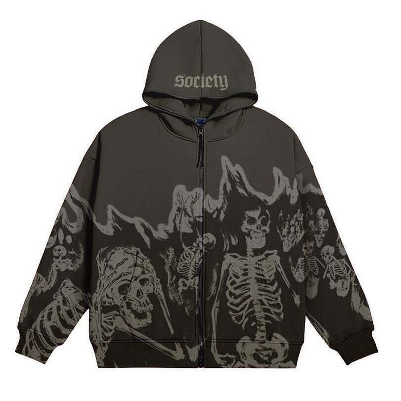 Y2k Millennium Round Neck Skeleton Sweater Couple Style 2022 Autumn/Winter New Long Sleeved Skull Top Coat