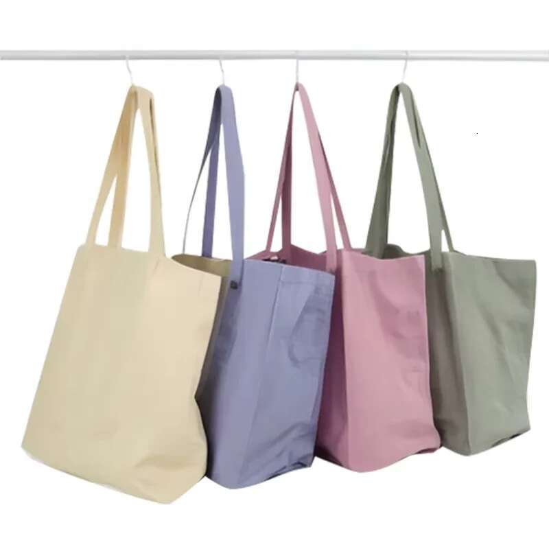100Pcs/Alot Candy Colored Large Capacity Canvas Custom Wholesale Cloth Label Letter Cheap Weekend Shopping Bag With