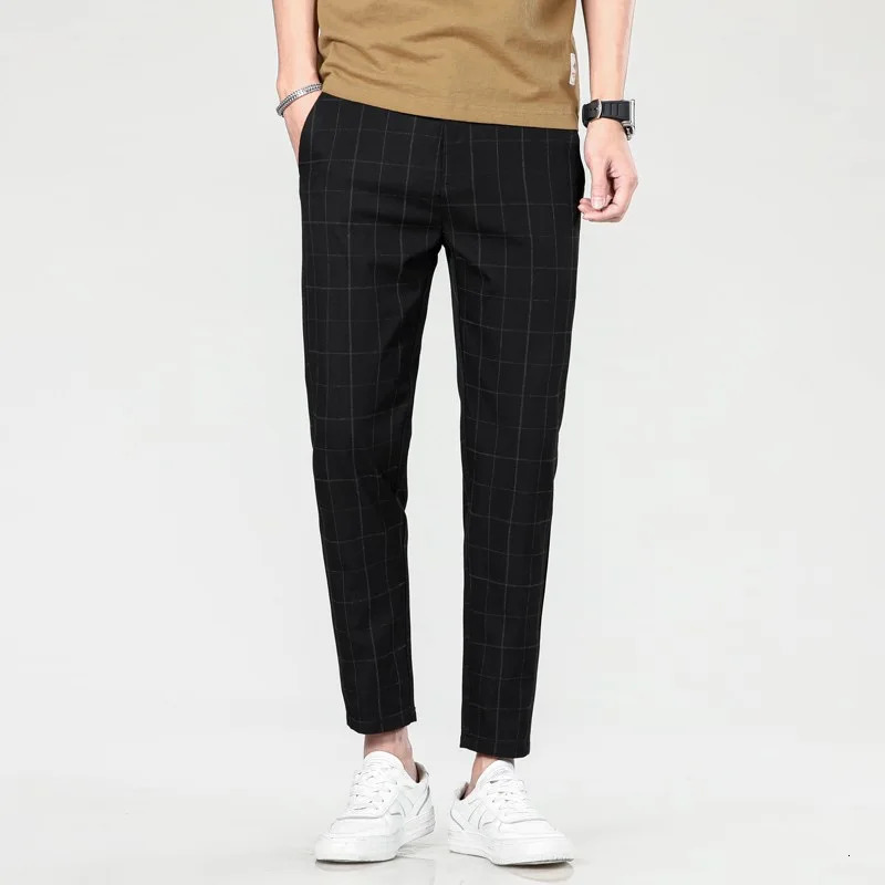 Checkered Fashion Europe and United Style Mens Pants for Business Leisure Travel Ultra Thin Comfortable Practical 250326