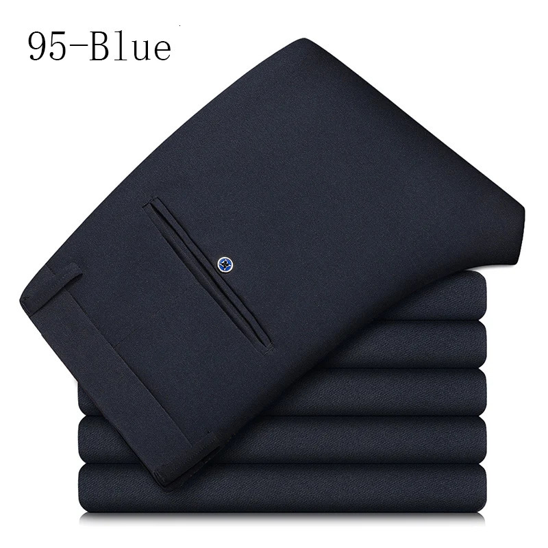 Mens Summer Fashion Business Casual Pants Set Mens Elastic Straight Formal Mens Pants Plus Large Size 28-40 250321