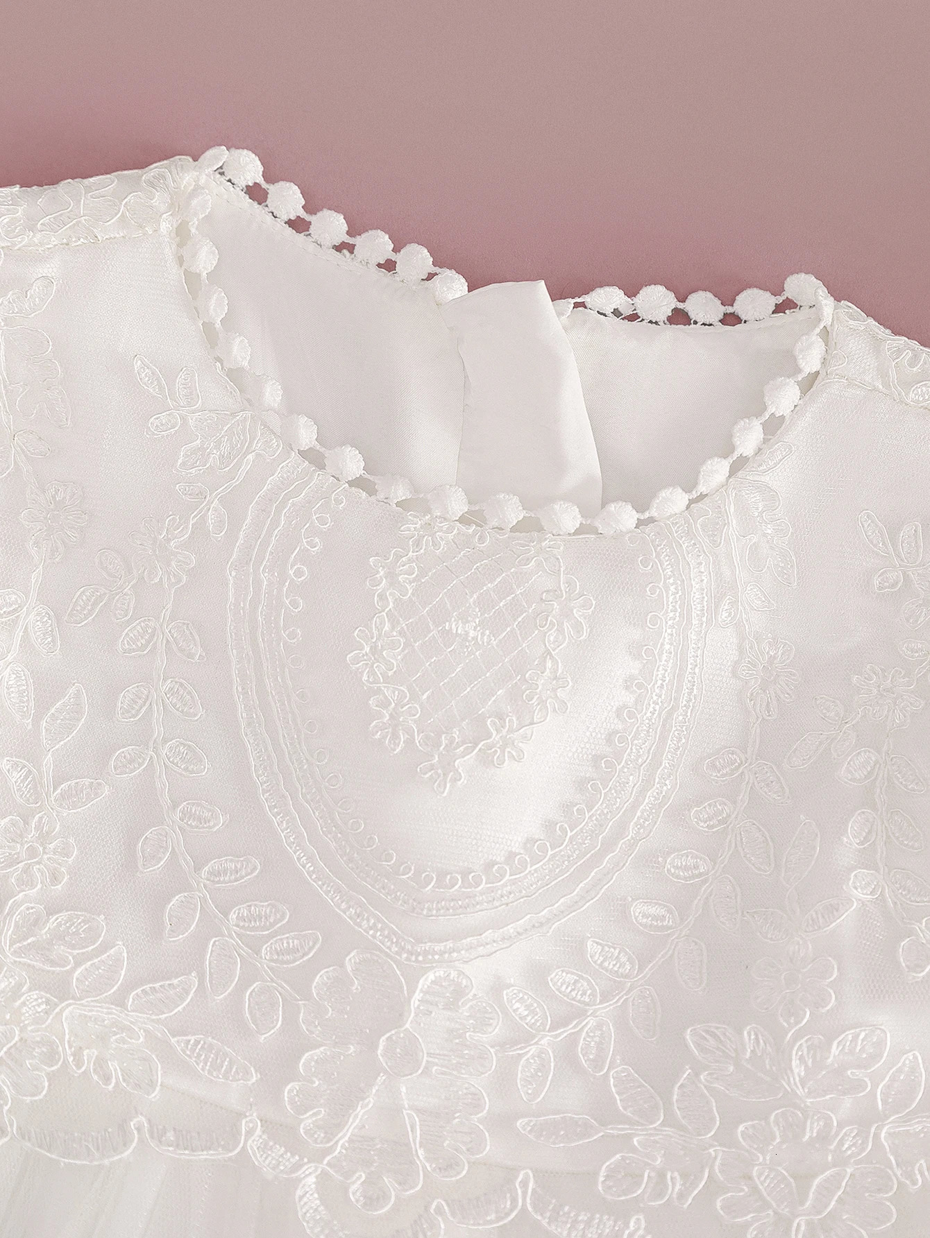 Baby Girls High-quality Embroidered Long White Christening Dress with Little Gauze Dress 250325