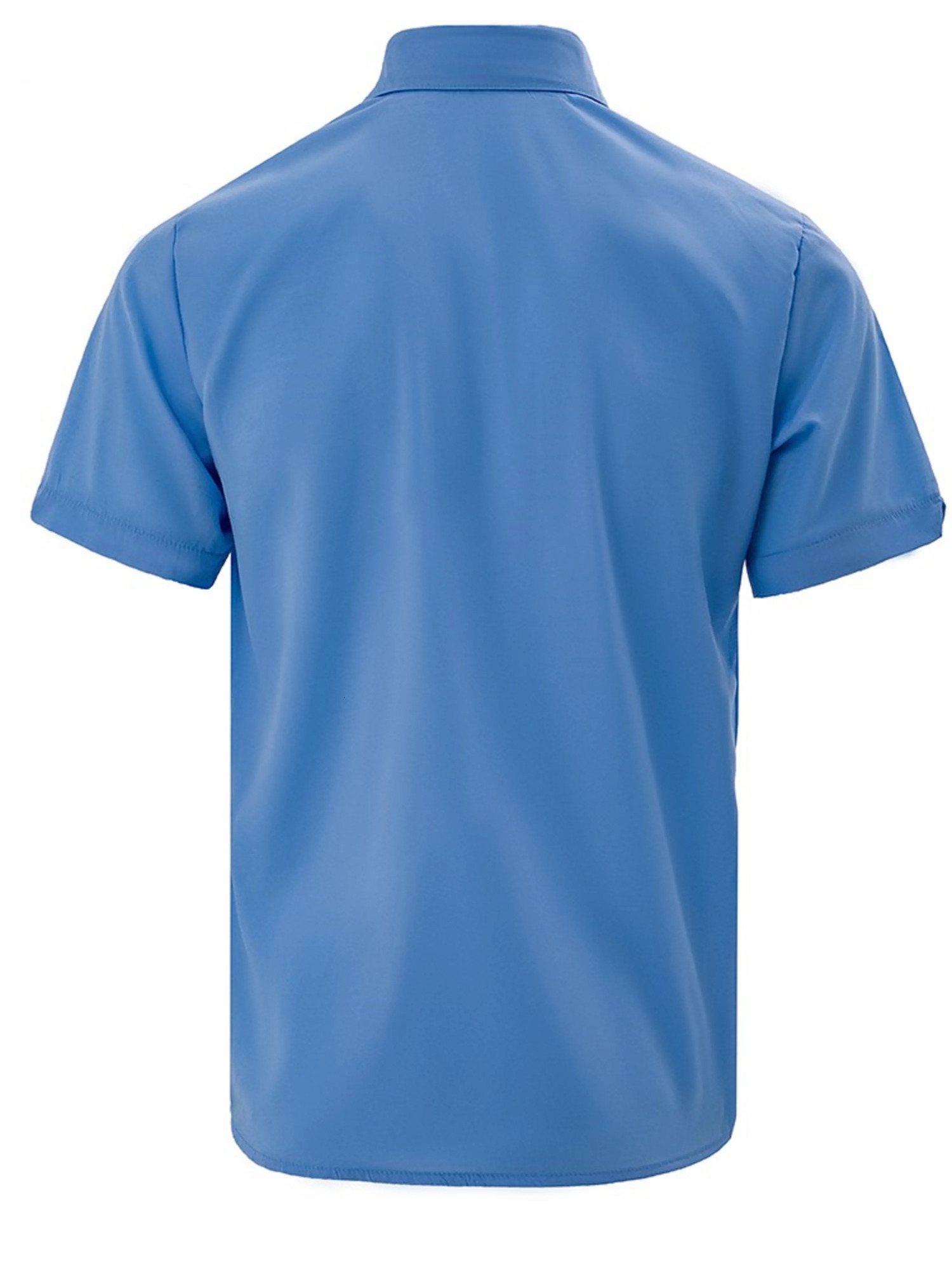 Mens summer solid collar short sleeved shirt with two pockets casual buttons comfortable cardigan 250326