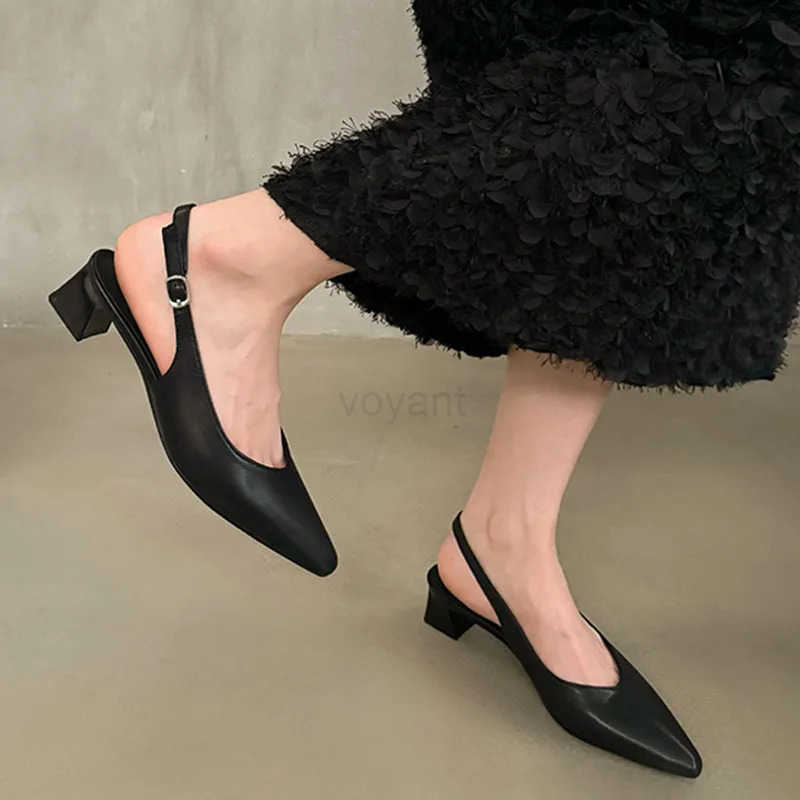 New Spring Slingback Sandals Wen High H Pumps Shoes Elegant Mes Pointed Toe Off Pumps Par Narrow Band Zapatos Mujer Z250326