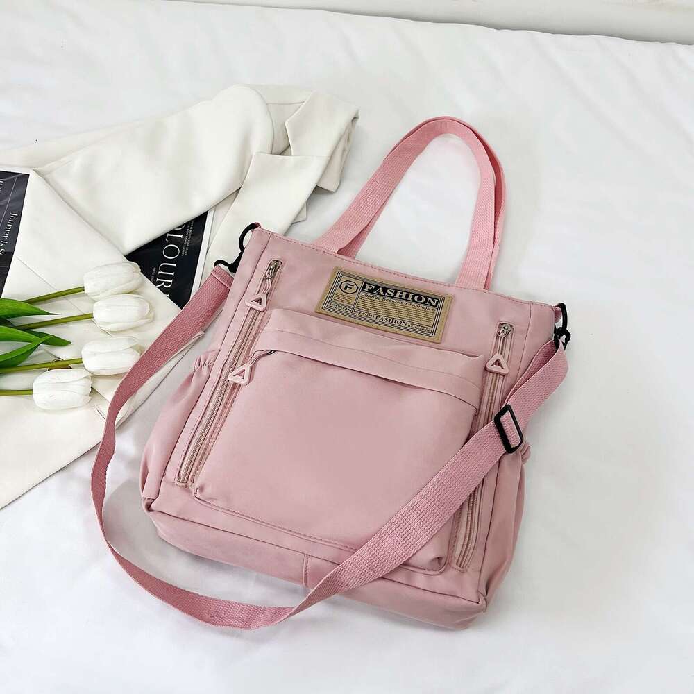Makeup for junior high school students, Korean version color blocked crossbody bag, fashionable nylon makeup handbag, girls' shoulder bag