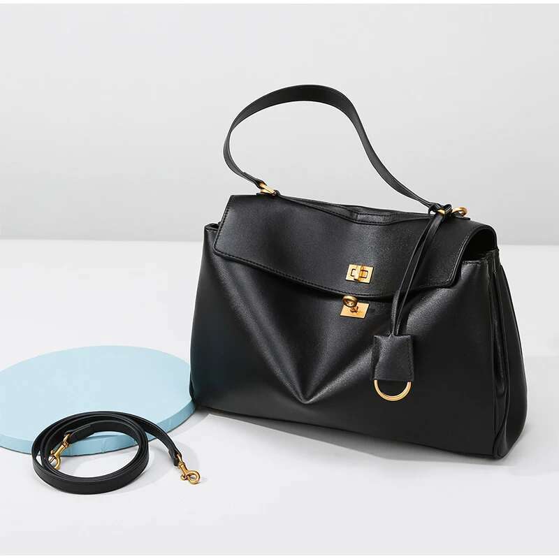 Brand Crossbody Genuine Leather Brown Suede Totes Gold Buckle Women Shoulder Bags Lady Trend Satchel