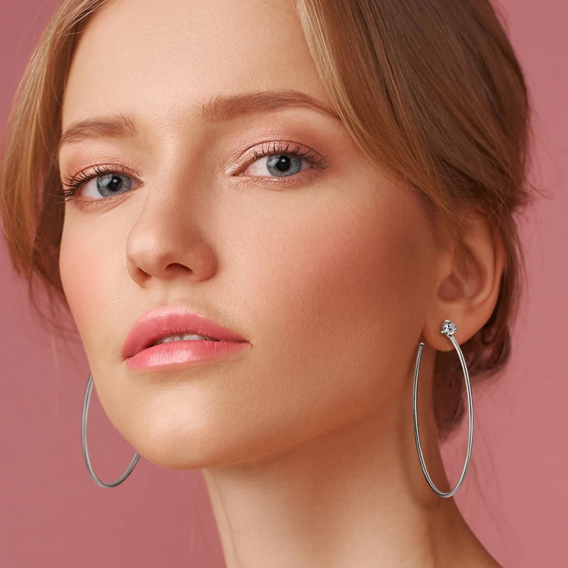 Anziw Korean 4.0mm Large Big Hoop Earrings Silver 925 for Women Simple Open Circle Piercing Ear Jewelry Party Gift 250318