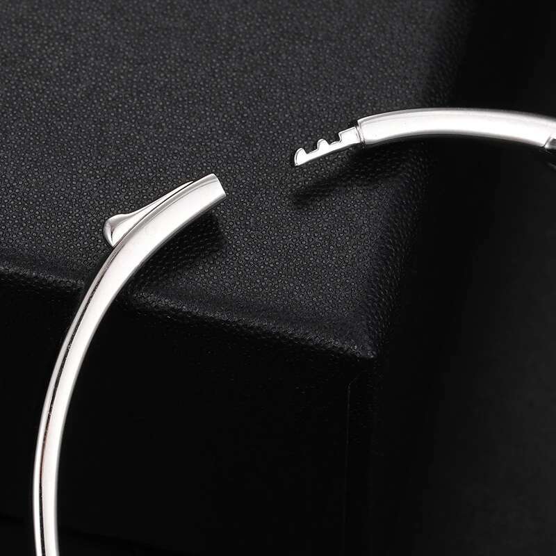 Unisex Simple Silver 925 Bangle VVS1 Moissanite For Women Men Hip Hop Jewelry