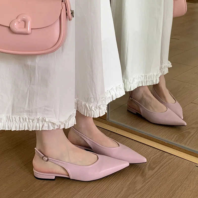 Fem Pointed Toe Ladies Flats Sandals Shoes Spring Summer Fashion Shallow Footwear Elegant Wen Flats With Shoes Sandals Z250326