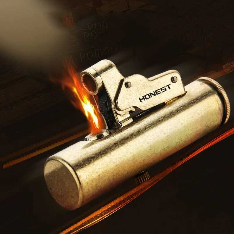 Honest Pure Copper Press Ignition Kerosene Lighter Vintage Retro Gasoline Trench Lighters Mens Smoking Gifts Collection LighterC250326