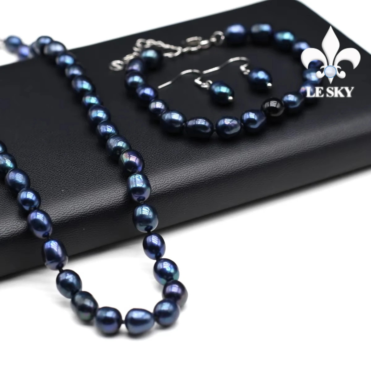 LE SKY Natural Freshwater Pearl Set Potato Shape Elasticity Pearl Bead Bracalet Necklace Earrings Wedding Party Accessories 8-9 250318