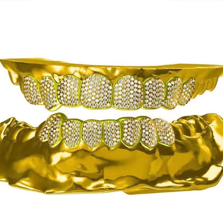 OEM Hip Hop Jewelry Teeth Top dowm 925 Silver Vvs Natural Round Cut Diamond 10k 14k Fully Iced Out Moissanite Grillz for Mens