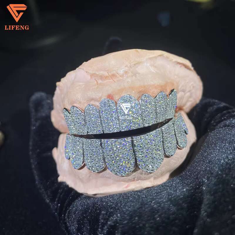 Custom S925 Sliver VVS Moissanite Grill Iced Out Womens and Men Jewelry Grills 1--20 Teeth Diamond Moissanite Grills