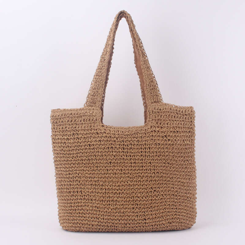 ba Fashionable minimalist one shoulder grass forest style handmade woven bag, casual and versatile large capacity beach bag