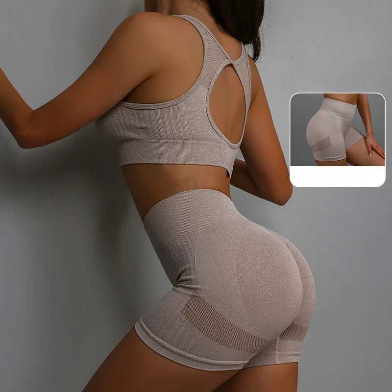 Yoga set sports bra womens fitness set running vest sports yoga shorts set yoga exercise set W250326