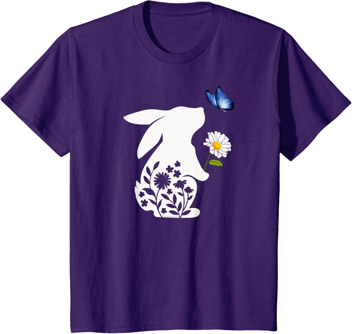 T shirt for Mens Sweet Bunny Rabbit Holding Daisy with Butterfly Easter Graphic Tee Casual Tops Clothes Short sleeve cool