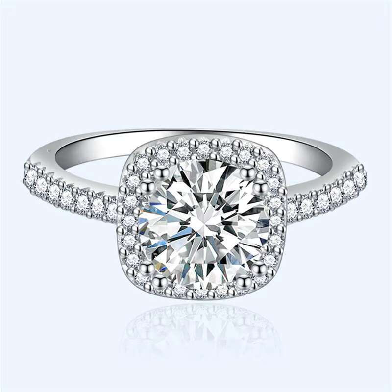 925 Silver Rhodium Plated Moissanite Wedding Rings 92.5% Silver Iced Out Style
