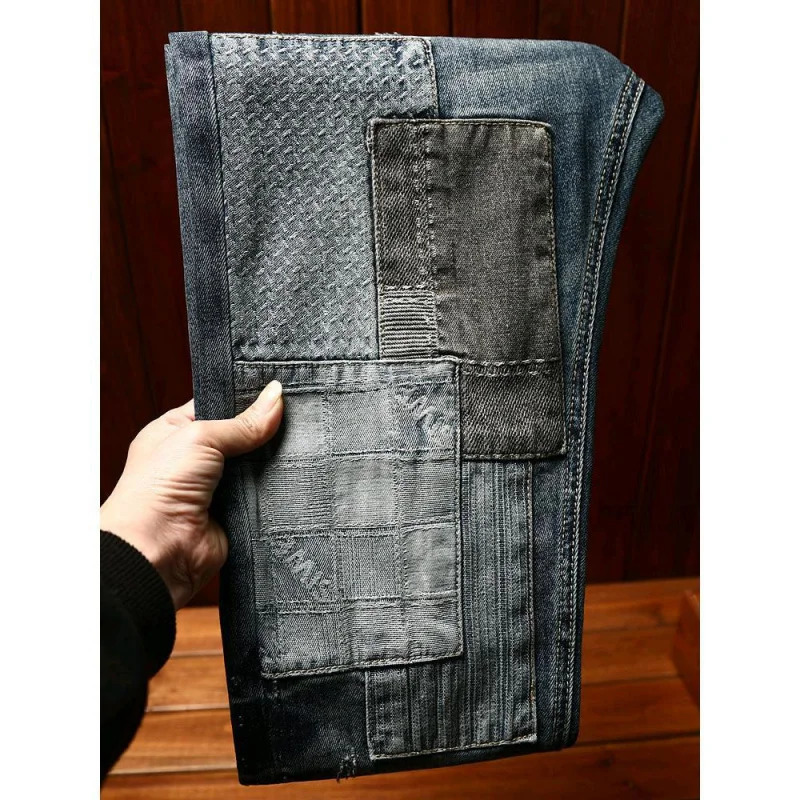 High end fashionable mens jeans slim fit straight elastic and suitable youthful retro fashion accessories casual washing motorcycle denim pants 250326