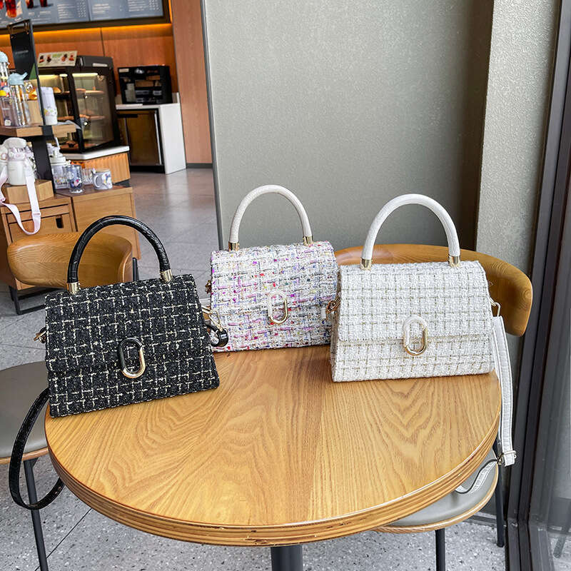 2025 new crossbody niche hand-held small square temperament versatile fashion single shoulder baguette woolen women's bag
