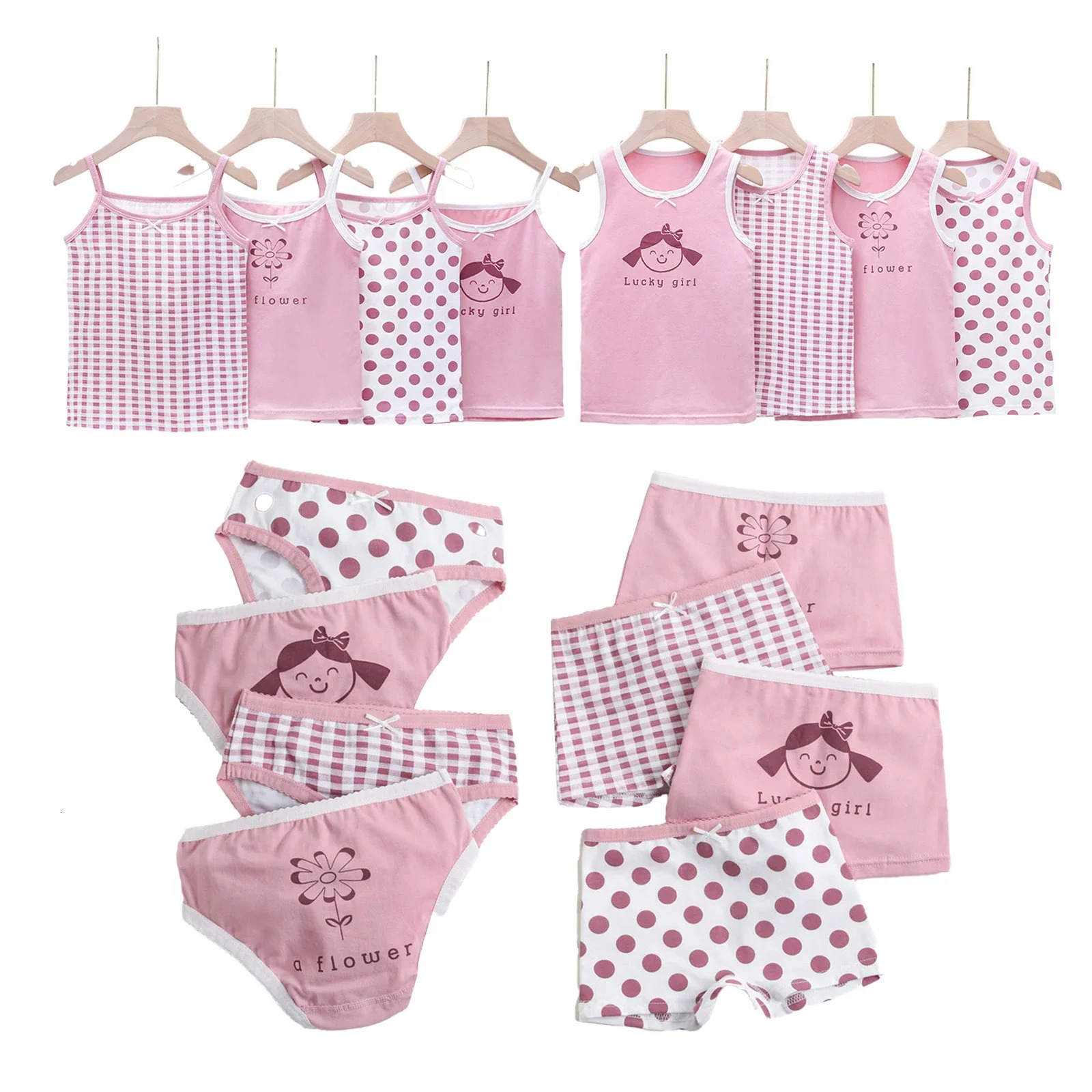 Summer Girls Cartoon Tank Top Childrens Sets Wear Cotton Crewneck Vest Strappy Tops Briefs Boxer Shorts Kid 3-8 Years Old 250325