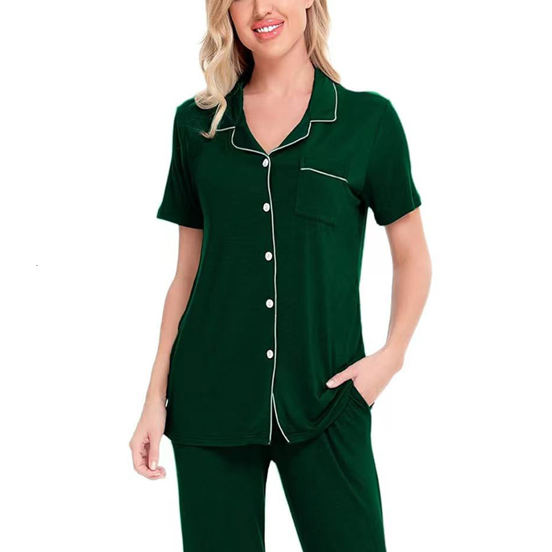Home wear, sleepwear, women's spring and summer styles, Modal short sleeved pants, cardigan two-piece set