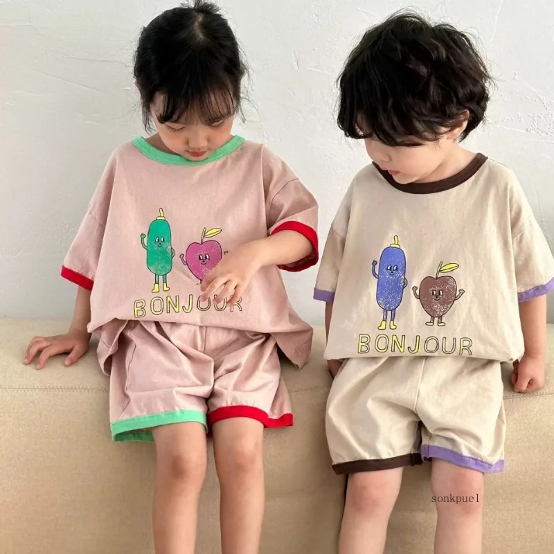 Summer Kids Clothing Set Short Sleeve T Shirt and Shorts 2 Pcs Boys Suit Casual Girls Clothes Set 250326