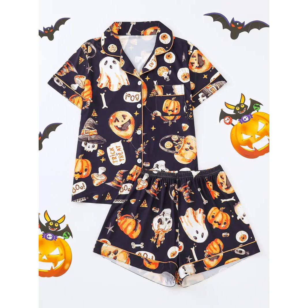 Hot selling flamingo ice silk pajamas set, casual cartoon monkey printed home clothes, loose fit