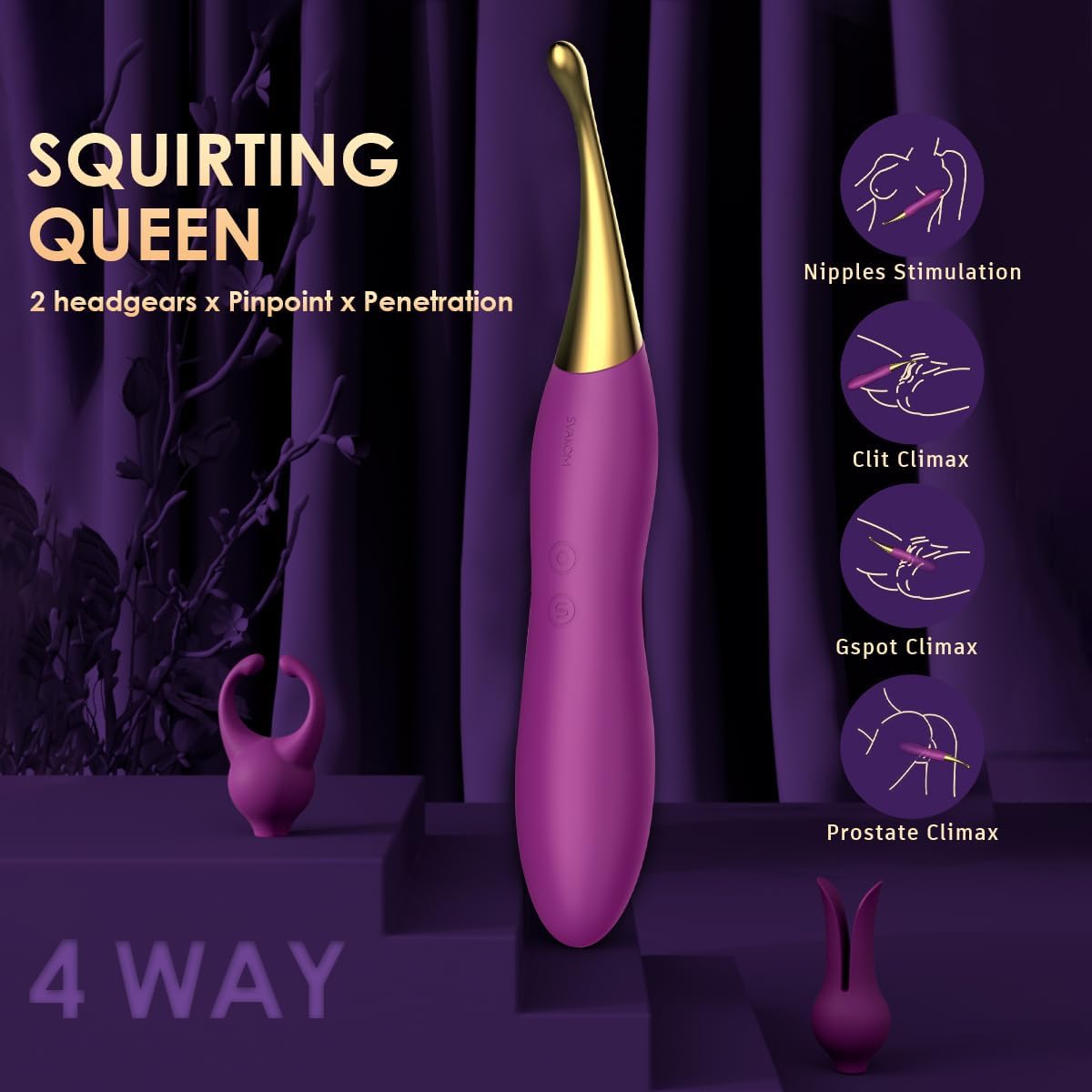 WZQQ Clitoral Vibrator Sex Toys for Women - SVAKOM Female Squirting Vibrator Clit G-Spot Dildo Nipple Stimulator Anal Vibe - High Frequency Personal Massager Wand Adult