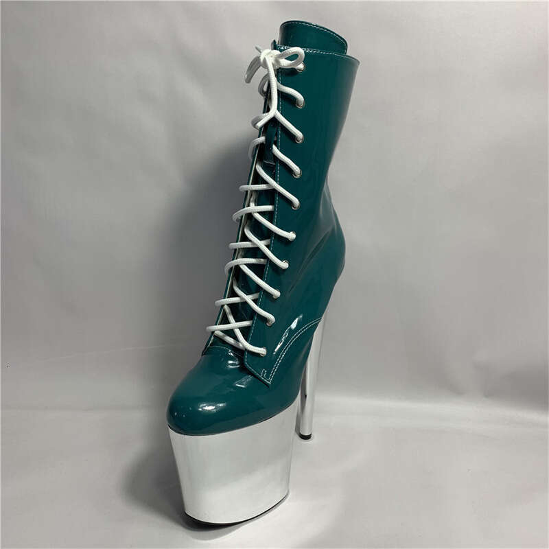 High Heel Autumn Round Toe Super High Heels Waterproof Platform CM Women S Short Trendy Low Cut Leg Slimming Green Fashion Boots